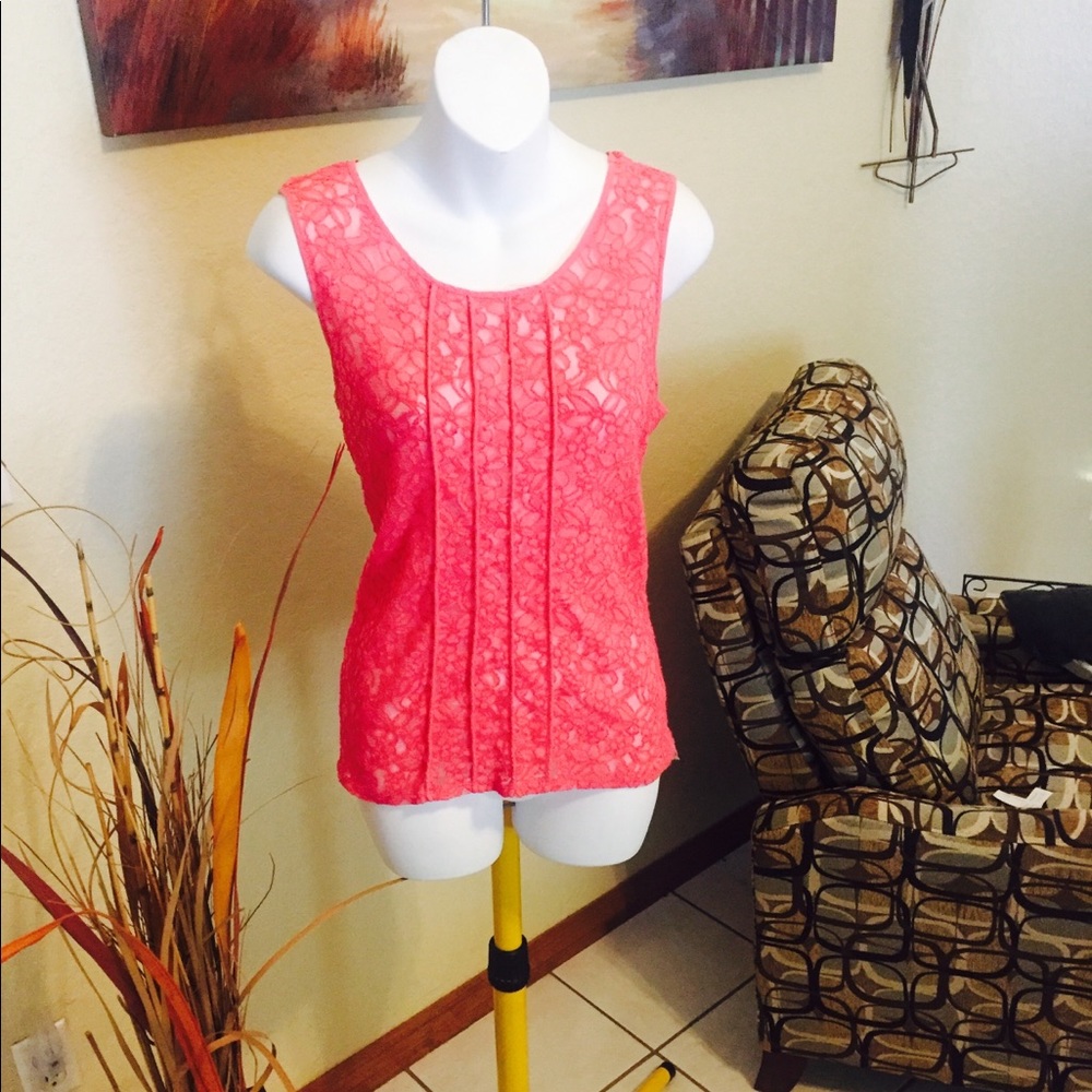 Alfani Coral Lace Top